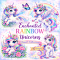 Enchanted Rainbow Unicorns Clipart