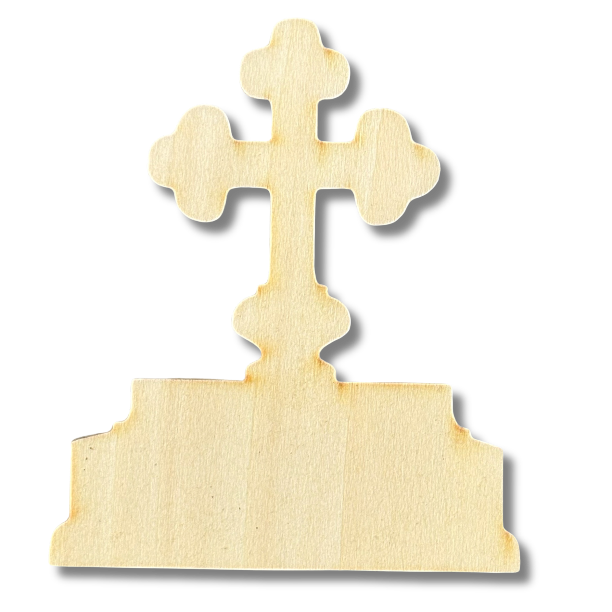 Unfinished Cross Headstone Wood Cutout