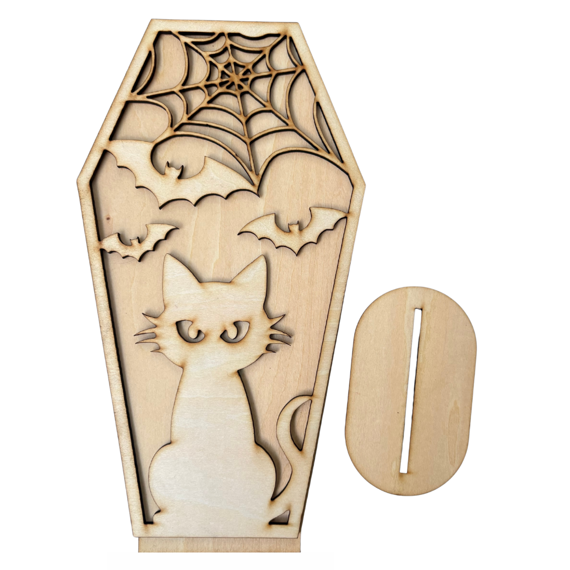 Halloween Cat Coffin Shelf Sitter Wood Kit