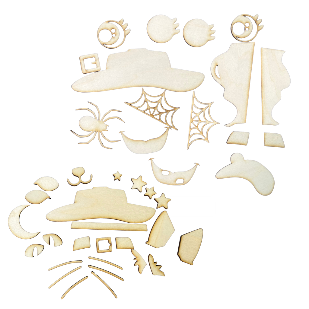 Witch and Cat Wood Shim Accesory Wood Kit