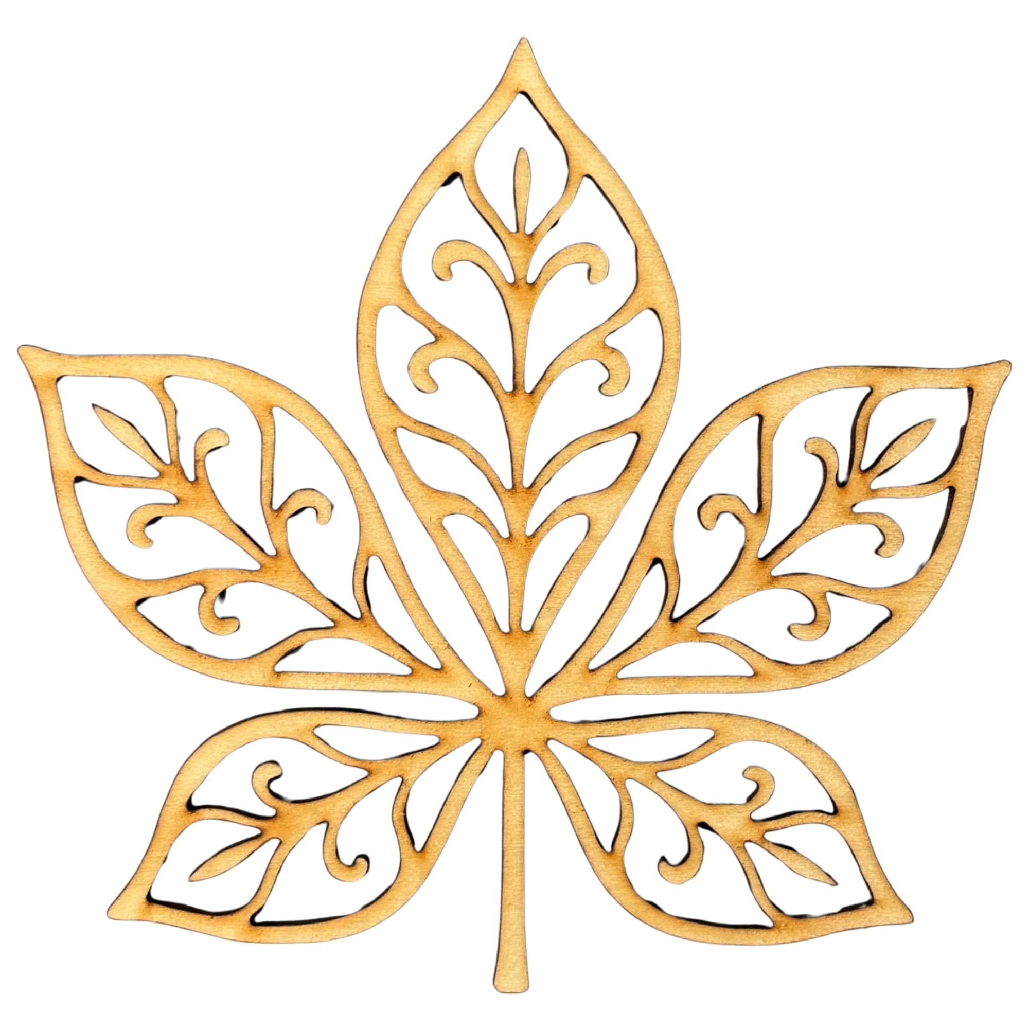 Unfinished Filigree Leaf #3 Wood Cutout