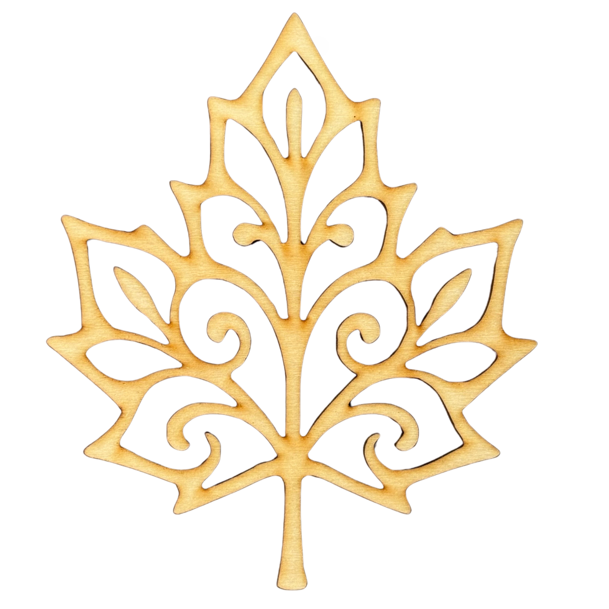 Unfinished Filigree Leaf #6 Wood Cutout