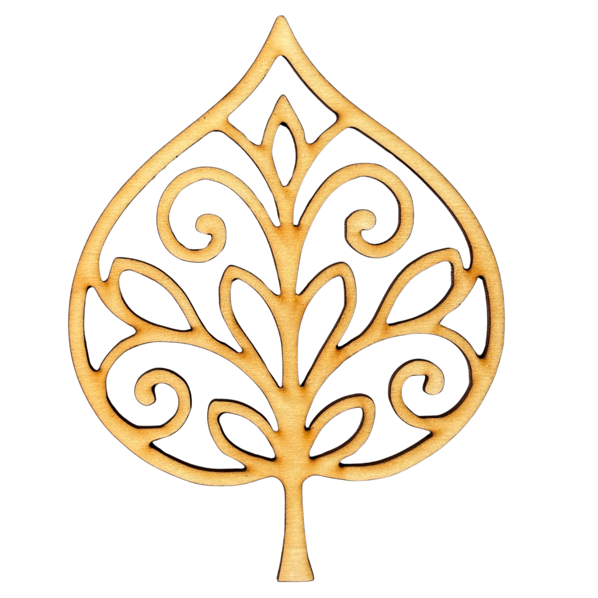 Unfinished Filigree Leaf #8 Wood Cutout