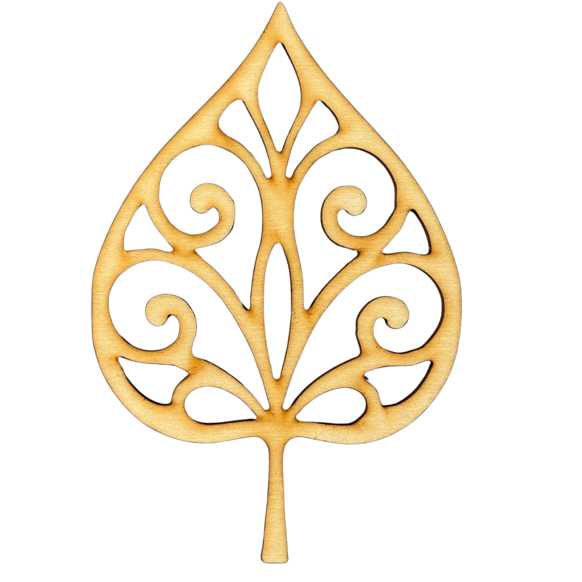 Unfinished Filigree Leaf #9 Wood Cutout