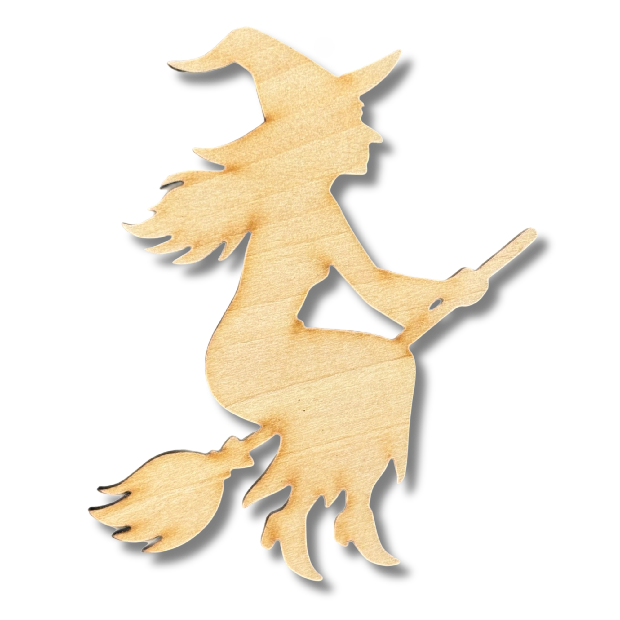 Unfinished Flying Witch Wood Cutout