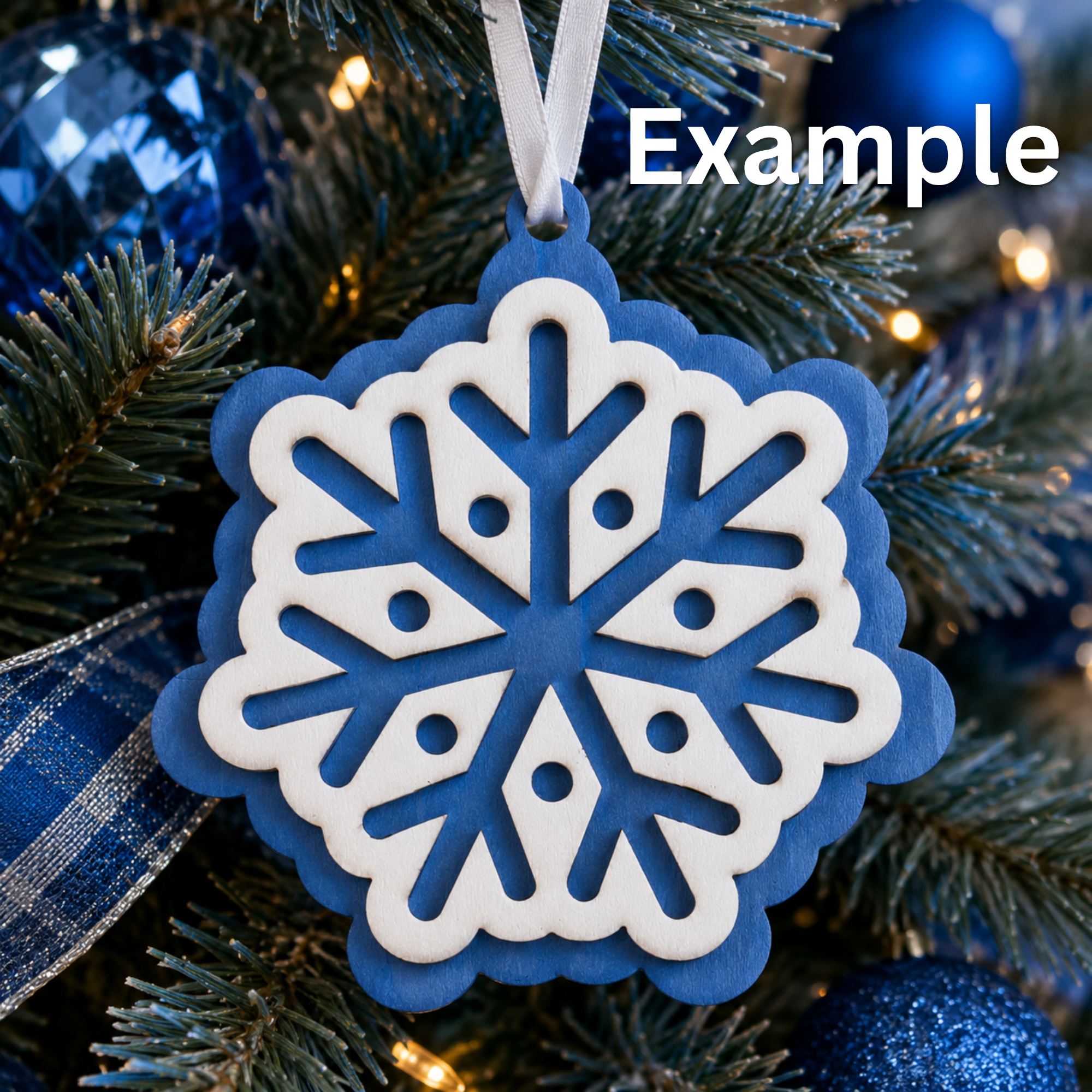Layered Snowflake Unfinished Wood Christmas Ornament