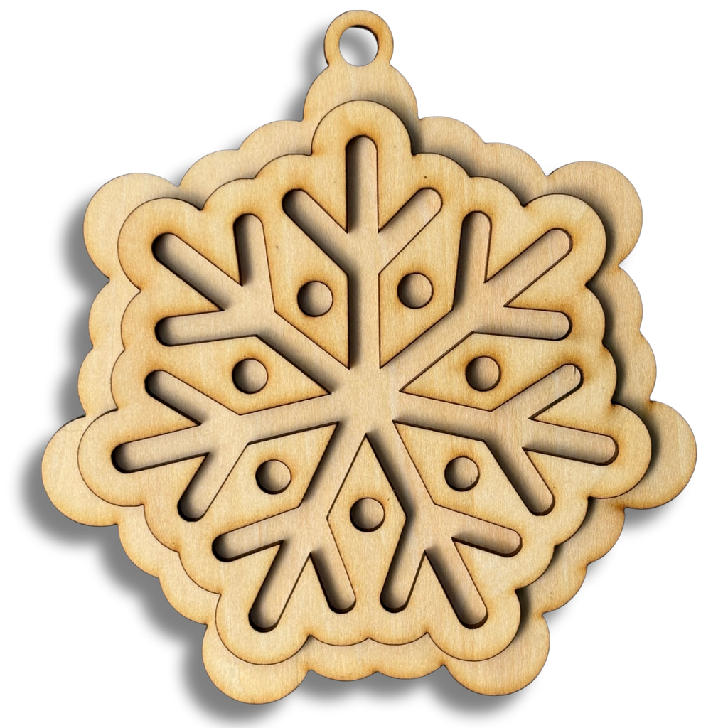 Layered Snowflake Unfinished Wood Christmas Ornament