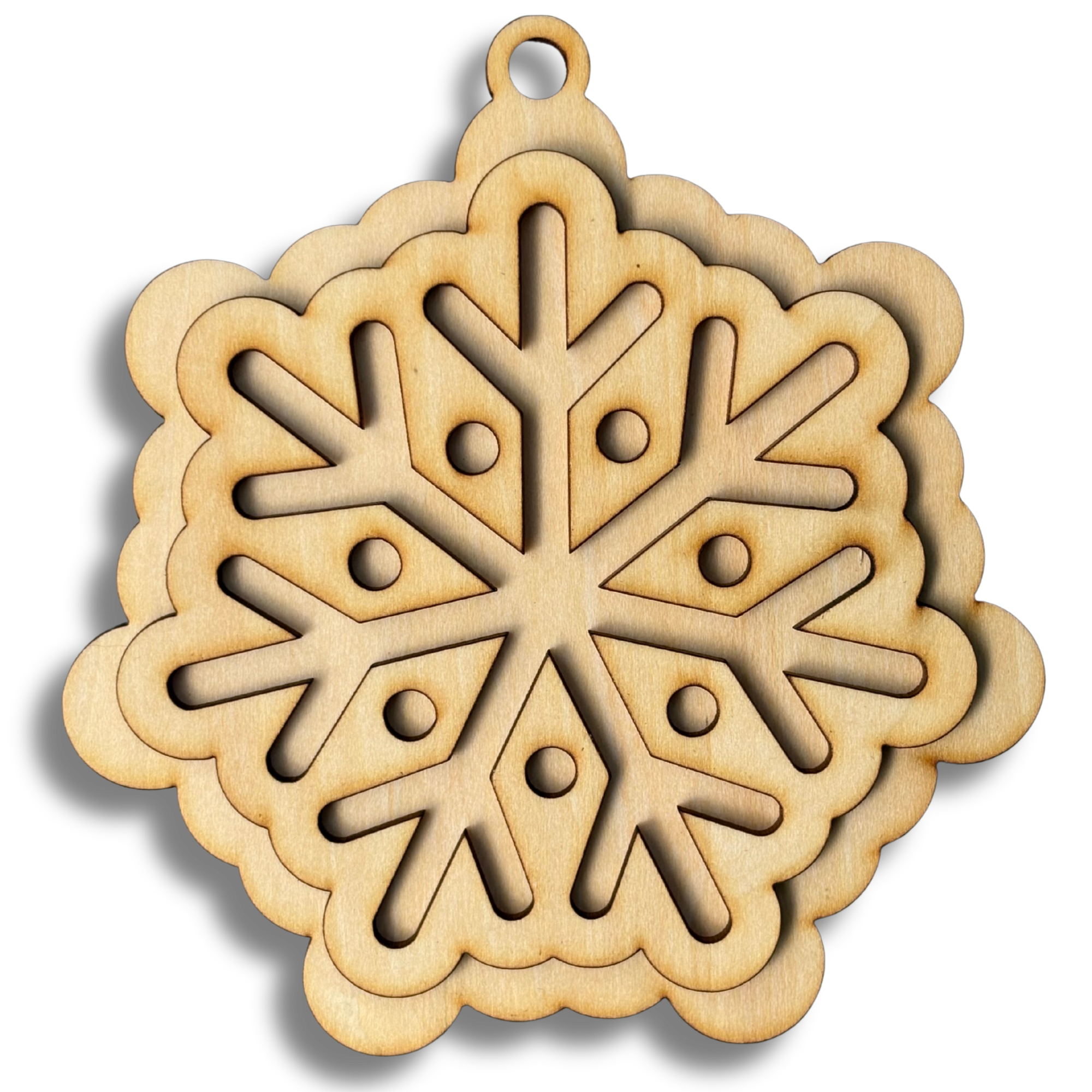 Layered Snowflake Unfinished Wood Christmas Ornament