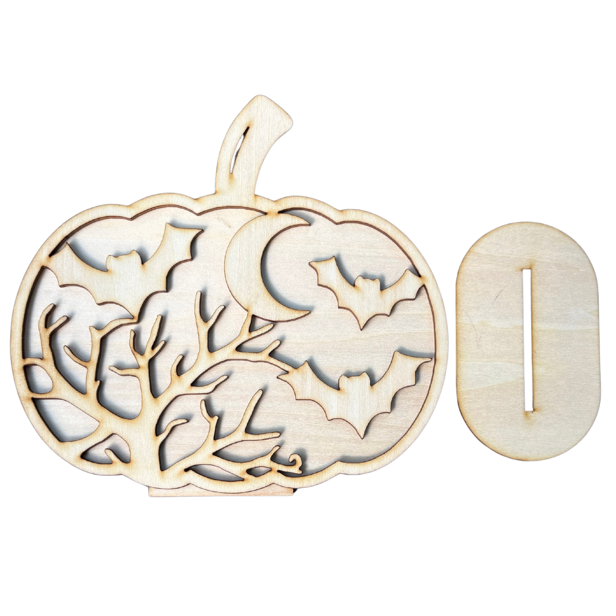 Spooky Tree and Bats Pumpkin Shelf Sitter Wood Kit