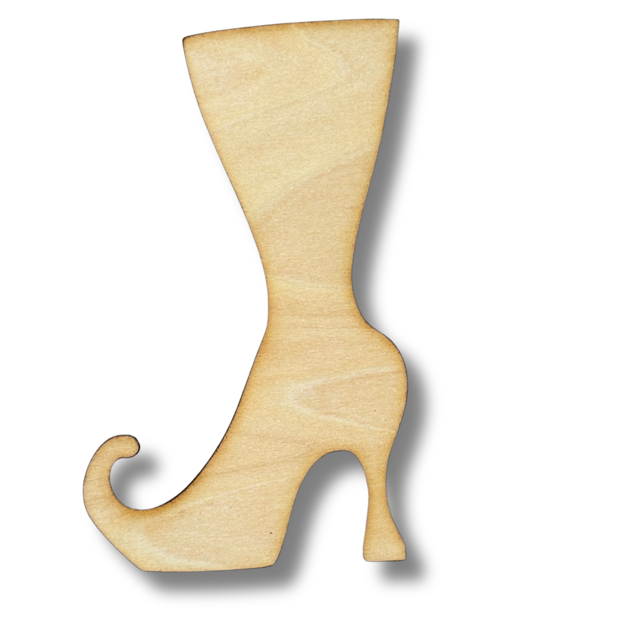 Unfinished Tall Witch Boot Wood Cutout